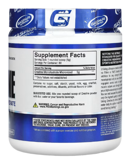Gaspari Nutrition, Créatine, Sans arôme, 300 g